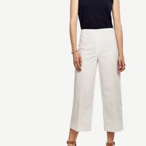 Ann Taylor the ankle white eyelet Cottagecore coastal grandma cropped pants 14